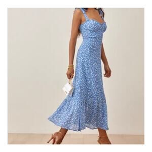 Reformation | Nikita Blue White Ditsy Floral Midi Dress 90s Farmers Market Sz 4